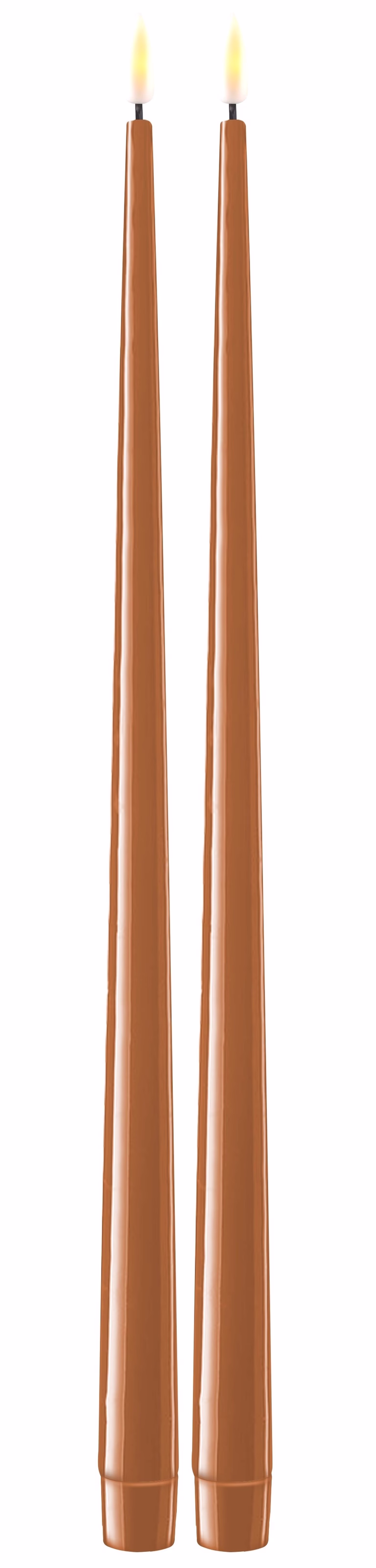 Deluxe LED shiny dinner candle H38 caramel