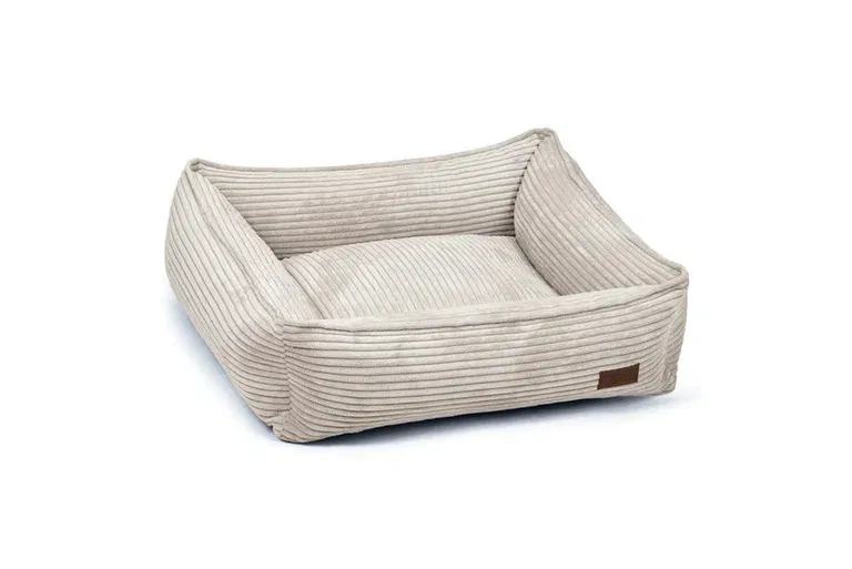 DBL REST BED RIBBED LGREY 65X60X20