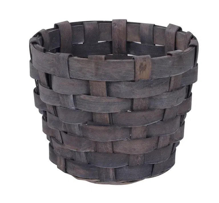 Basket wood  D21 H17 grey