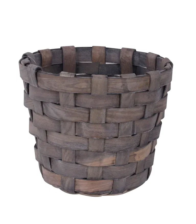 Basket wood D26 H21 grey