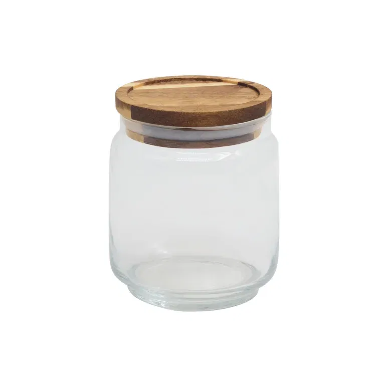 Glass Jar Acacia Lid